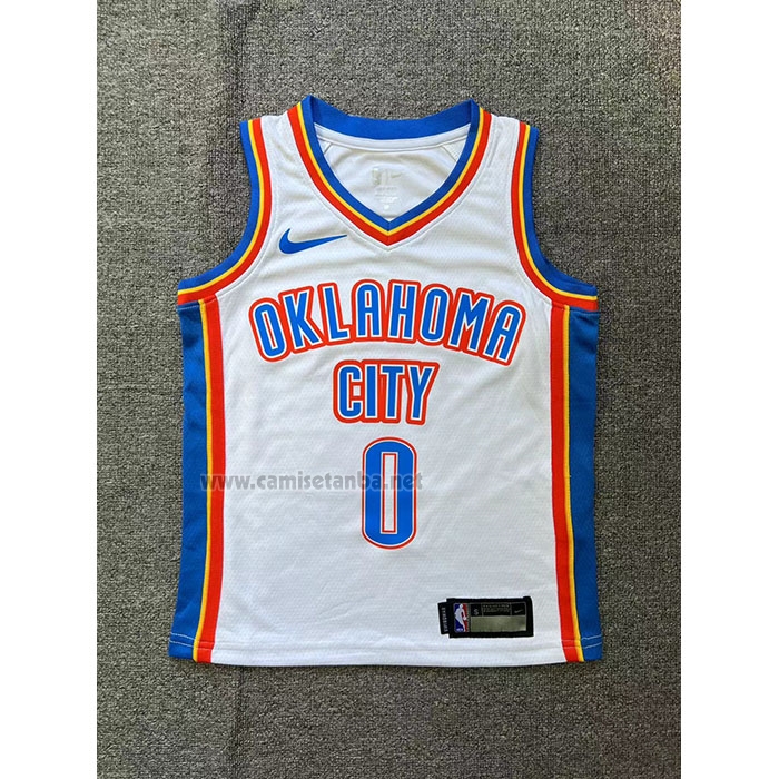 Camiseta Nino Oklahoma City Thunder Russell Westbrook #0 Association 2024-25 Blanco